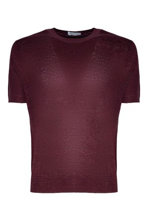 Burgundy linen blend T-shirt DIANA STUDIO | MSS25SIN57055